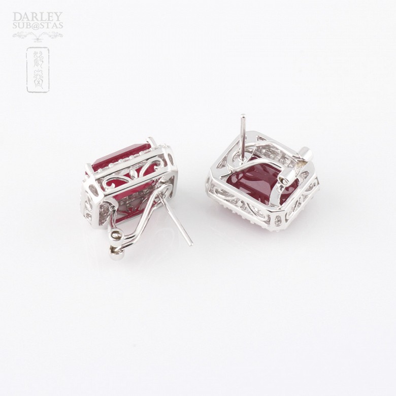earrings with ruby 14.13cts and diamond 18k - 1