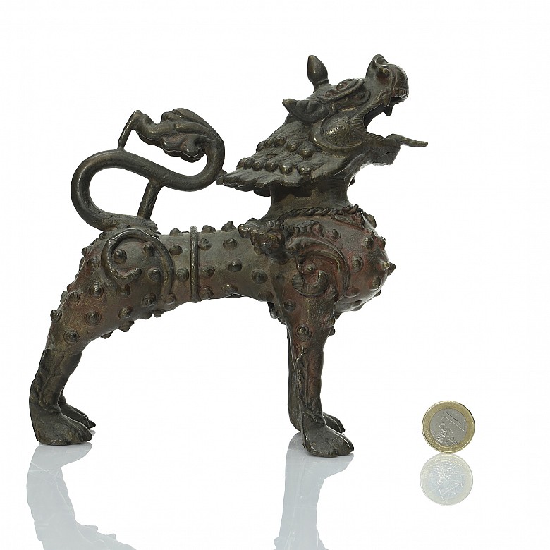 León guardián de bronce, Nepal, S.XIX - 8