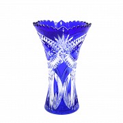 Blue carved glass vase, 20th century - 1