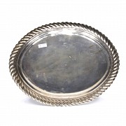 Large metal tray with gallon edge, 20th century