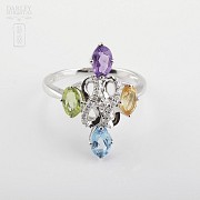 Fantastic ring with semi-precious gems and diamonds - 5