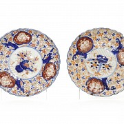 Cuatro platos de porcelana japonesa, Imari, S.XX