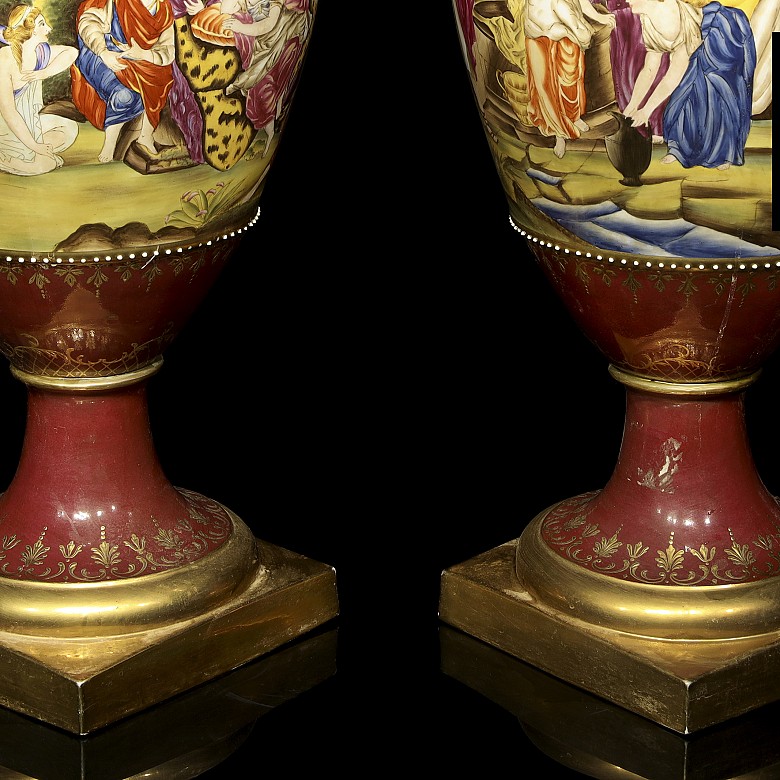 Pair of Austrian porcelain vases, Royal Vienna, 19th century - 3
