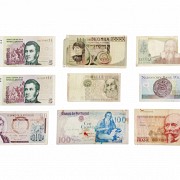 Lote de billetes, entre 1973-1994, Europa y América.