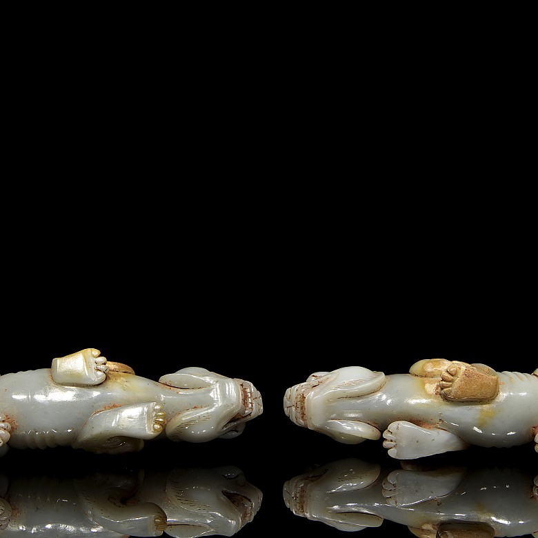 Pareja de panteras de jade, dinastía Tang