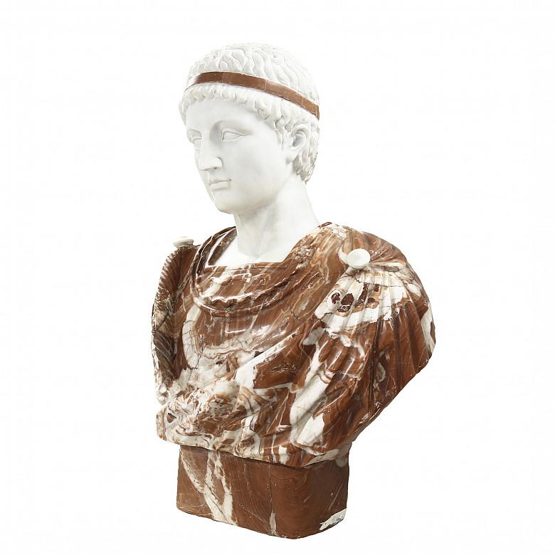 Busto de mármol tallado, “Augusto” s.XX