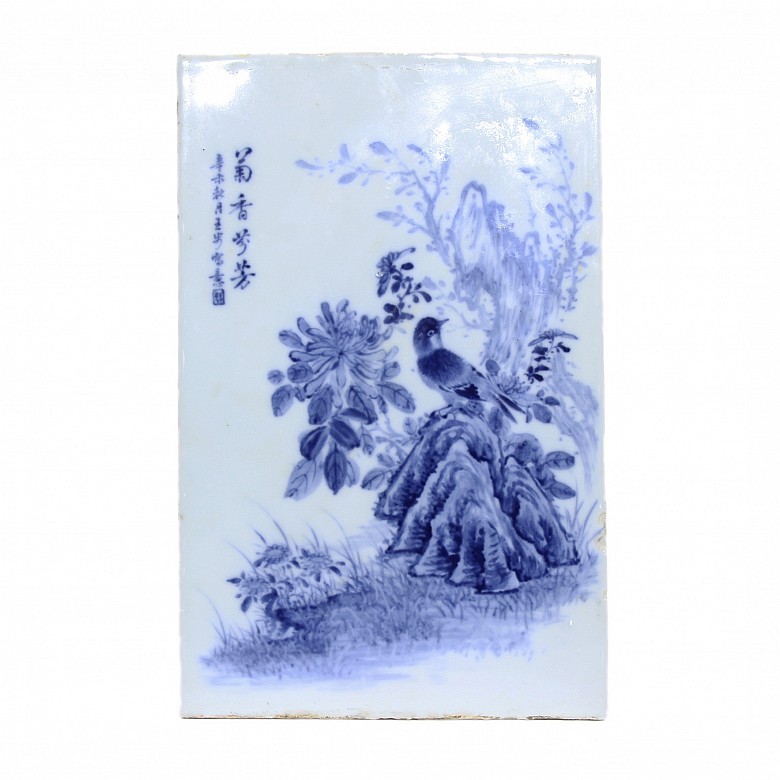 Placa de porcelana en azul y blanco, Wang Bu (1898 - 1968), 1931.