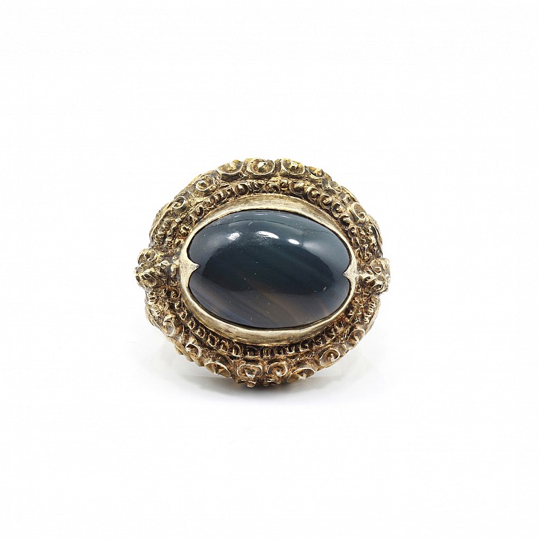 Silver ring, gold-plated, and agate.