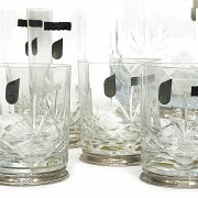 Glass cocktail set with silver foot and handles, 20th century - 3