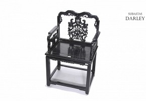 Chinese carved mahogany armchair, 20th century