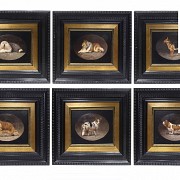 Lot of six paintings of dogs, 20th century