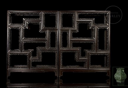 Pareja de preciosas estanterías madera Zitan, dinastía Qing