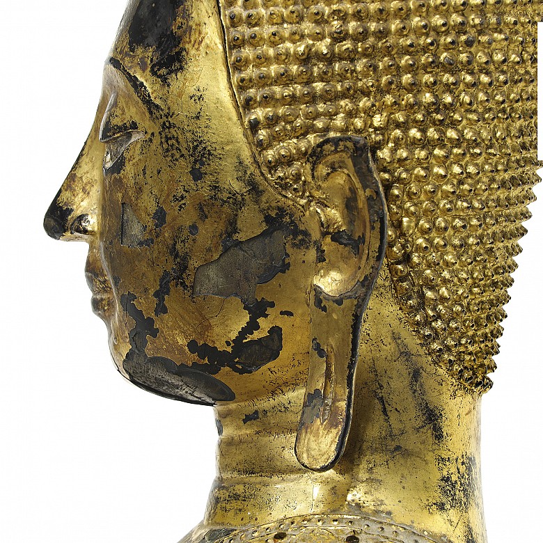 Large gilded bronze Thai Buddha, 19th century