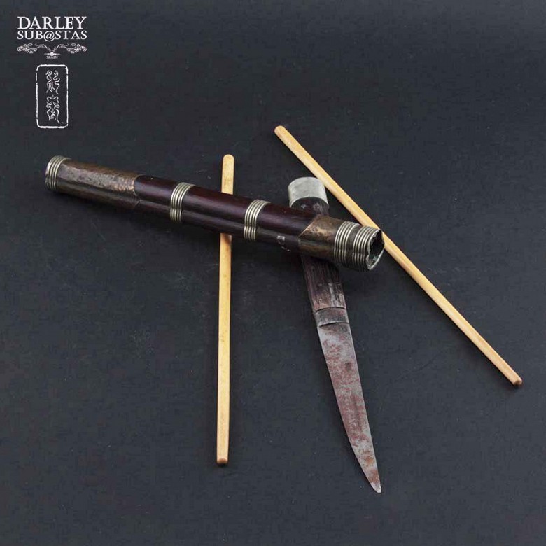 Juego cuchillo antiguo Mongol