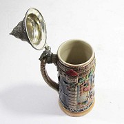 Beautiful ceramic beer mug with metal lid. - 6