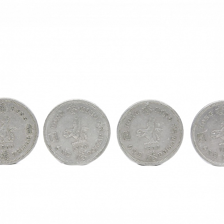 Cuatro monedas de un dolar, Hong Kong, 1960