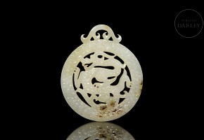 Colgante circular jade tallado, dinastía Han occidental