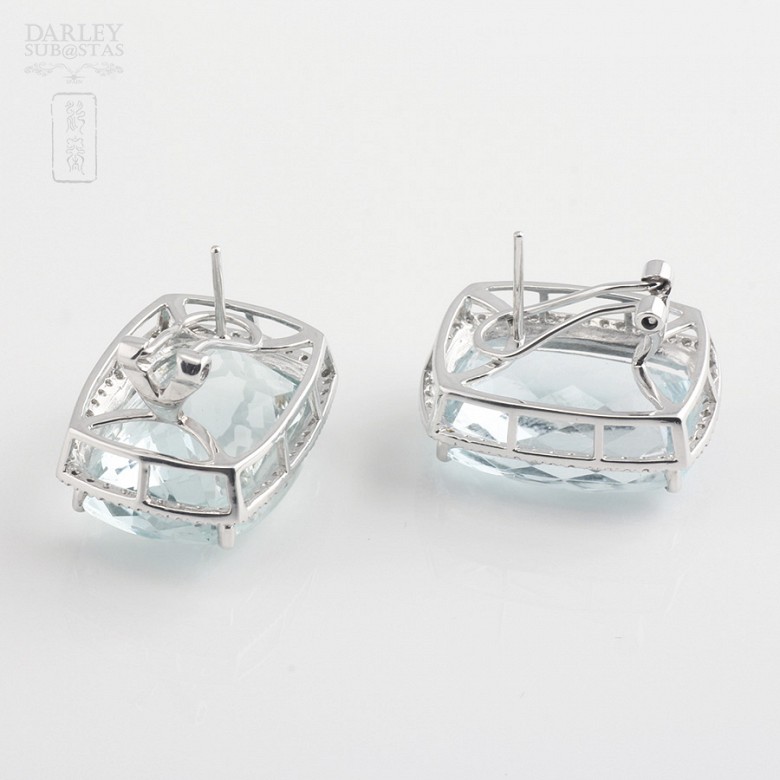 earrings with aquamarine 36.29cts and diamond in white gold - 2