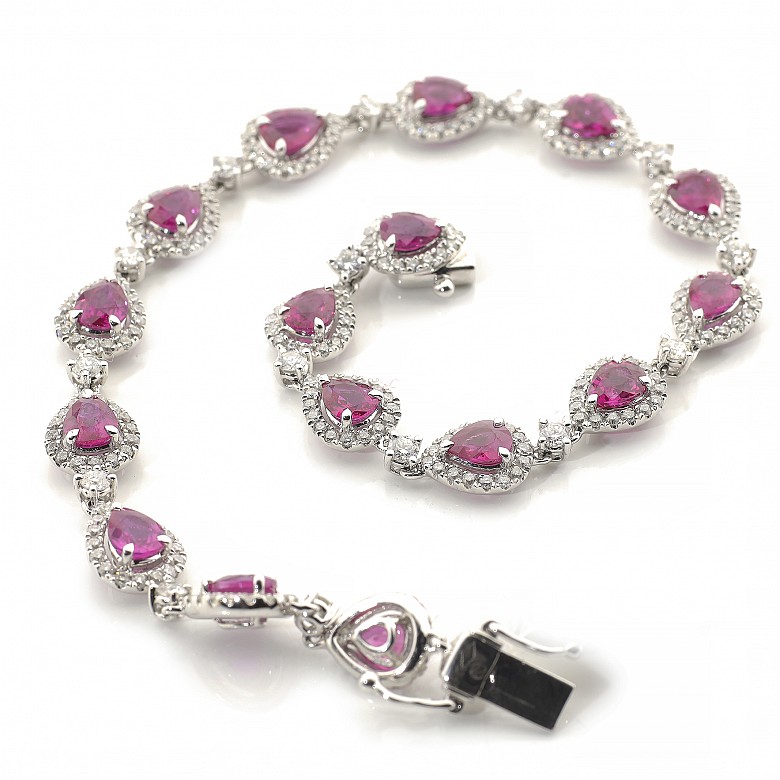 18k white gold bracelet with rubies and diamonds - 3