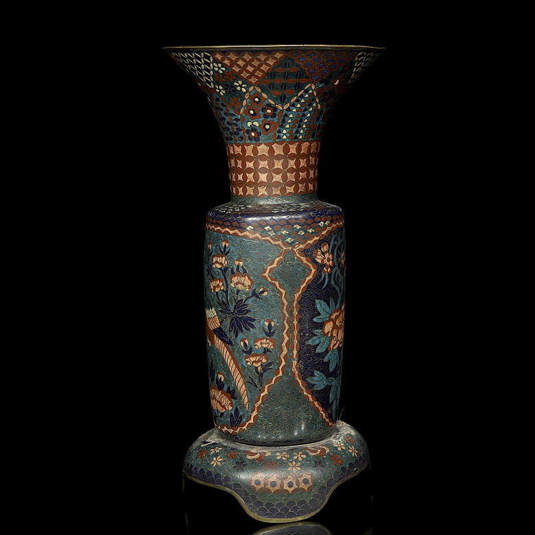Japanese cloisonné bronze vase - 4
