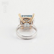 Bicolor ring in pink and white gold, topaz 9.55cts diamonds - 4