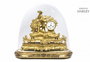 French gold metal table clock, late 19th century