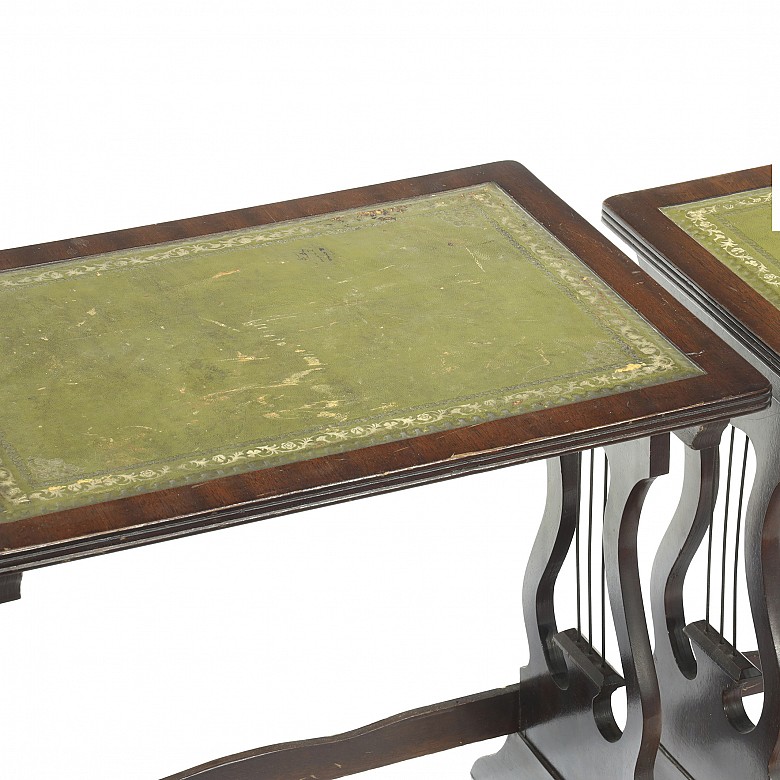 Nesting tables with leather top, Regency style, 20th century