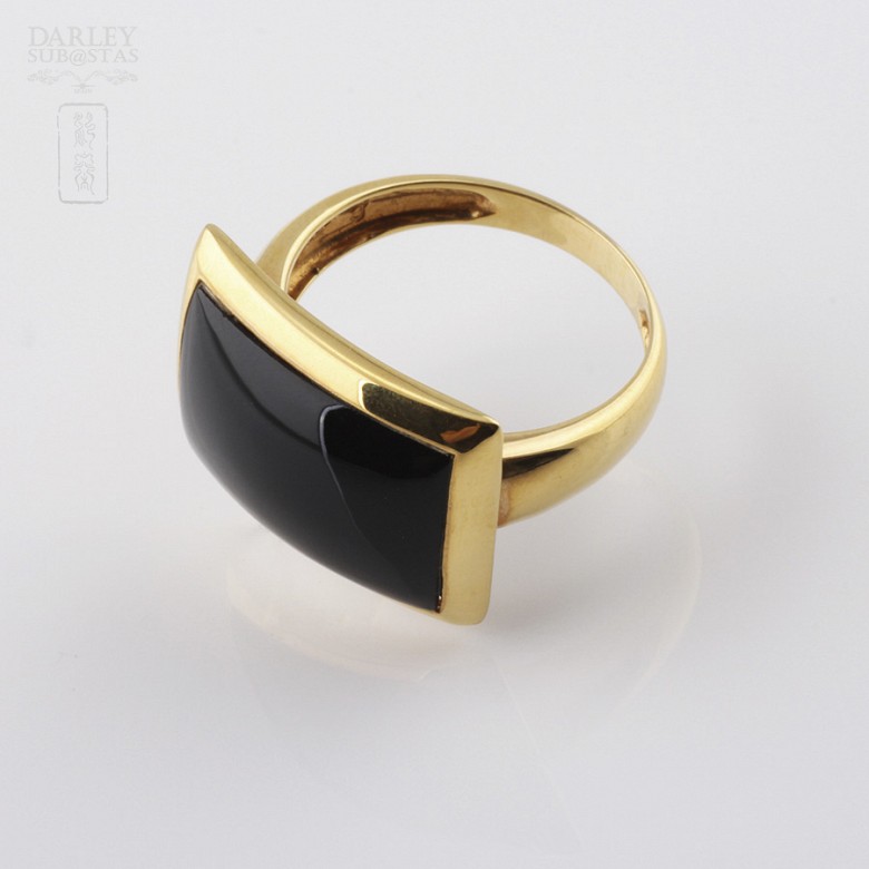 18k gold ring and natural onyx - 1