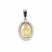 18kts yellow and white gold oval shaped medal