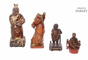 Lote de esculturas de madera tallada, Asia, ffs.s.XIX-pps.s.XX