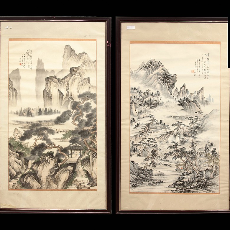 Pair of Chinese drawings 