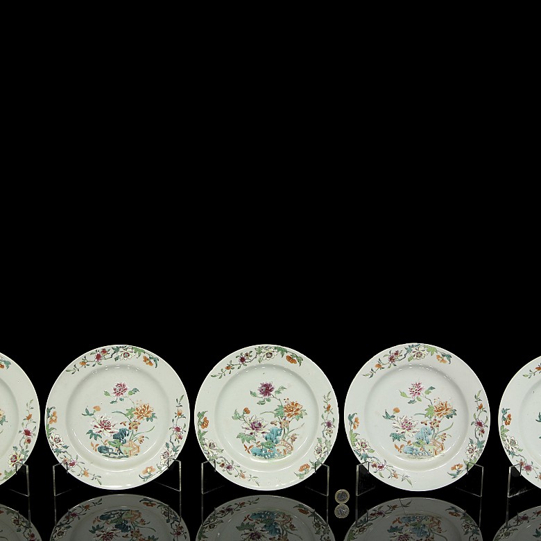 Cinco platos de Compañia de Indias, dinastía Qing - 7