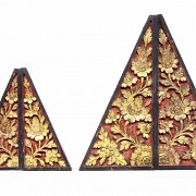 Four decorative corner pieces, Peranakan, 20th century
