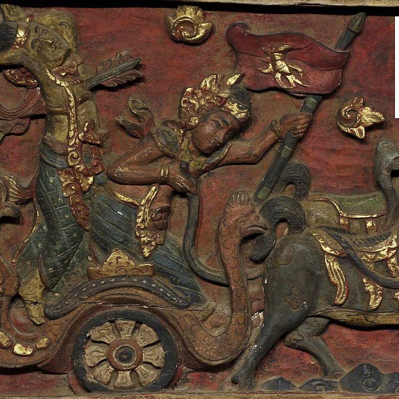 Relief carved in wood, India, 19th century
