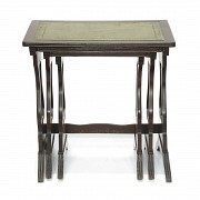 Nesting tables with leather top, Regency style, 20th century
