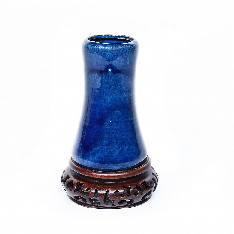 Glazed stoneware vase in blue, 20th century