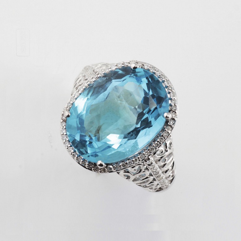 Beautiful ring with 0.21cts diamonds and topaz 12.56cts - 3