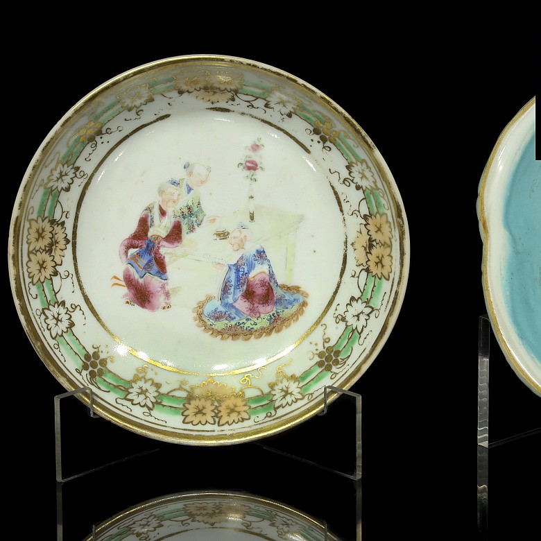 Two enameled porcelain dishes, 19th - 20th century