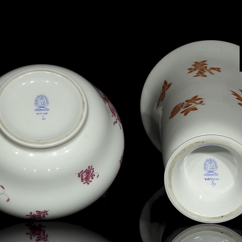 Two enameled porcelain vessels, Herend Hungary, 1993