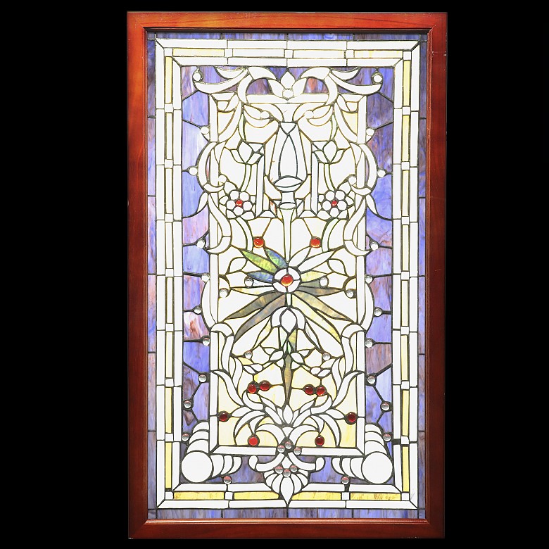 Dos vidrieras con marco, estilo victoriano, S.XX