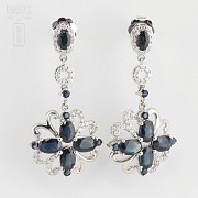 Fantastic earrings sapphires and diamonds 0.60cts