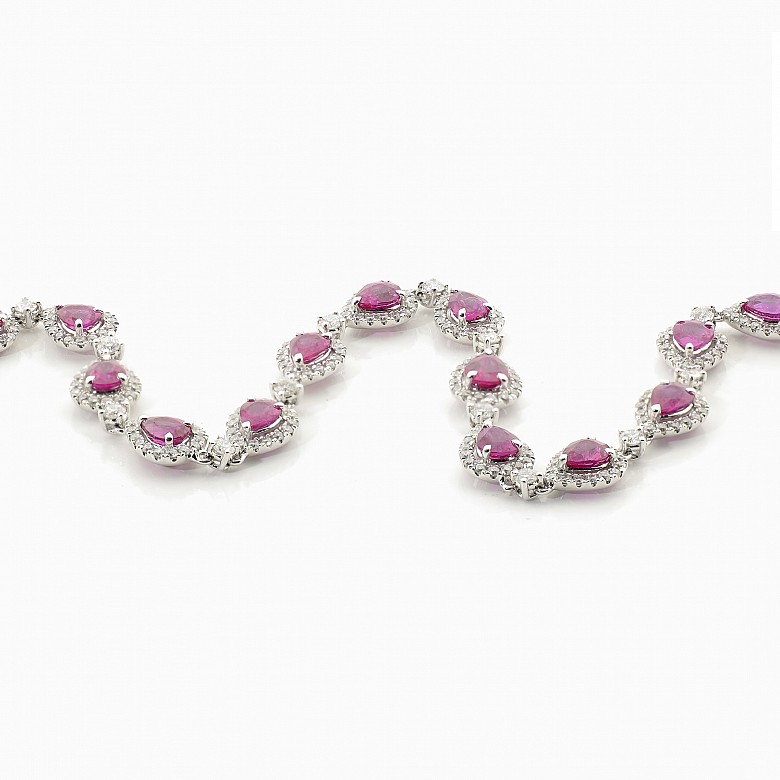 18k white gold bracelet with rubies and diamonds - 1