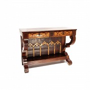 Console wood veneered in mahogany and lemongrass, Fernandino style, 19th century