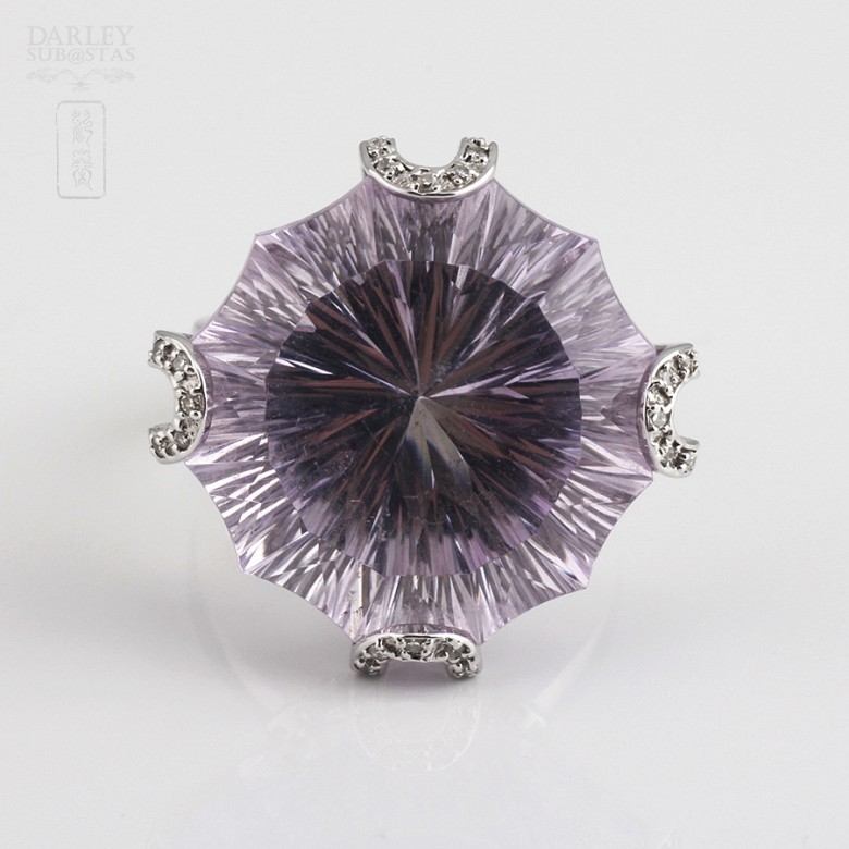 Ring 27.83cts Amethyst  and Diamonds in White Gold