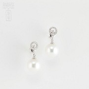 Bonitos pendientes perla y diamantes - 4