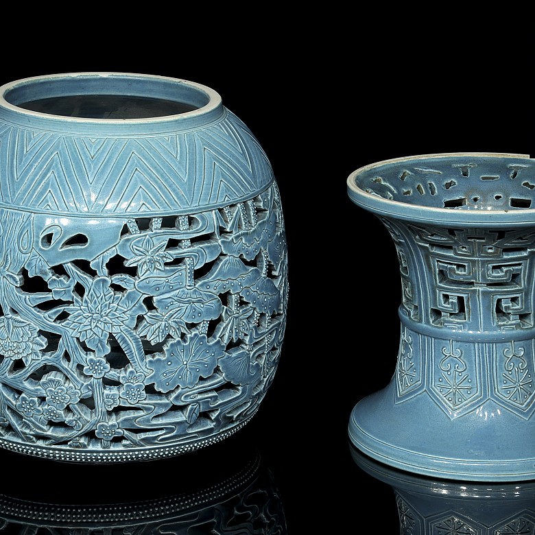 Lámpara de porcelana vidriada, S.XX - 2