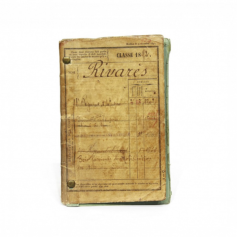 Documents of the French infantry regiment, 19th century