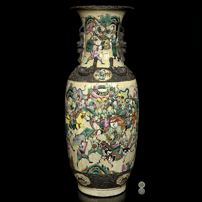 Nanjing enameled warriors vase, 20th century