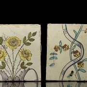Five-piece tile set, 18th - 19th century - 2