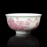 Porcelain landscape bowl, with Qianlong mark